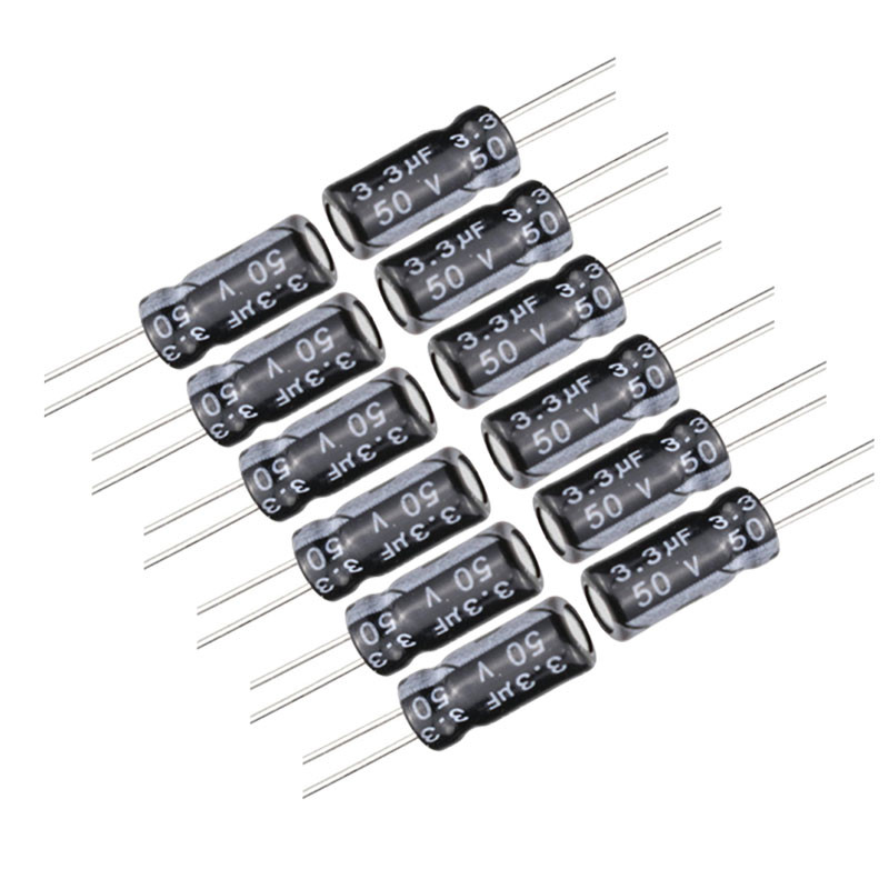 خازن 3.3 میکروفاراد 50 ولت کد Ca3.3uf-50V بسته 12 عددی