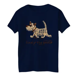 تی شرت آستین کوتاه یقه گرد بچگانه مدل سگ نقاشی