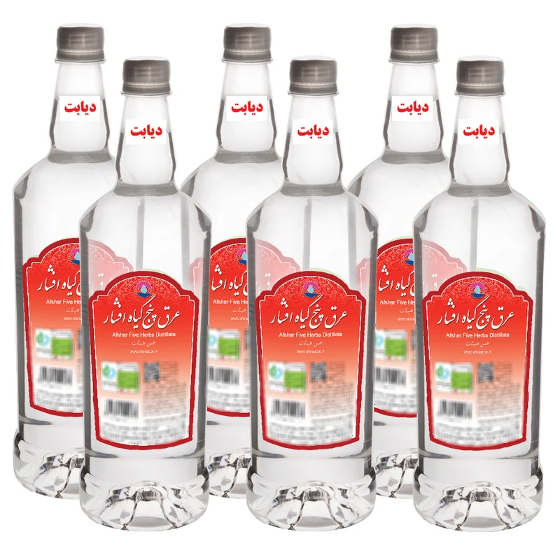 عرق پنج گیاه افشار - 1 لیتر بسته 6 عددی