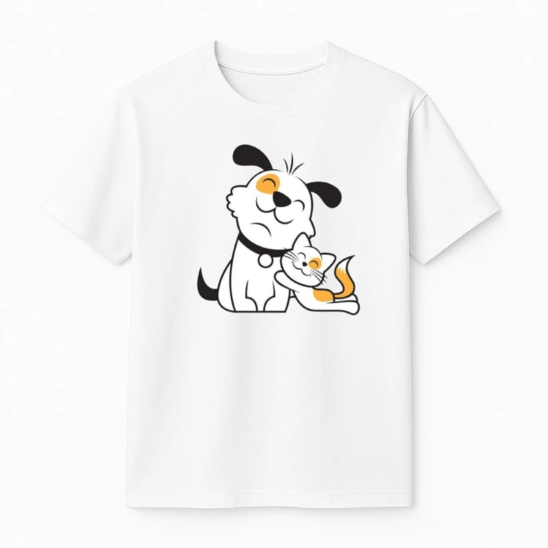 تی‌شرت آستین کوتاه دخترانه مدل گربه و سگ کد 3 