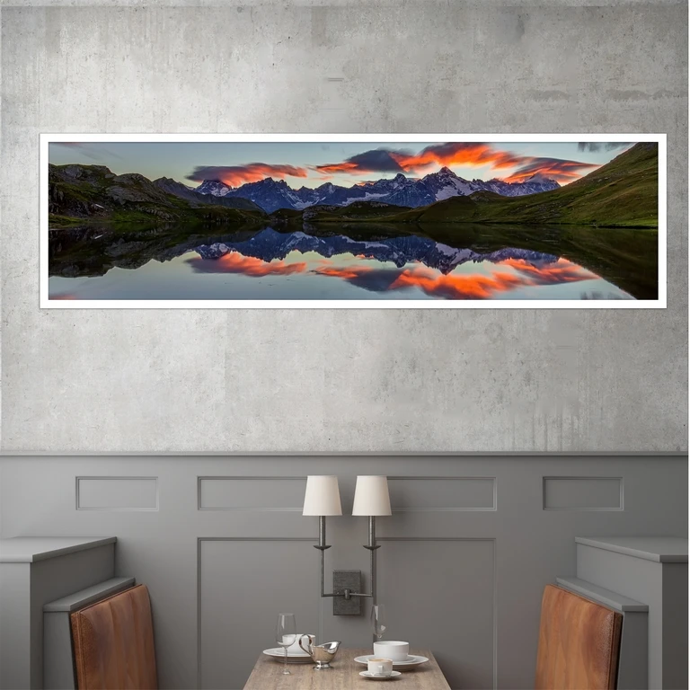 تابلو بکلیت طرح طبیعت دریاچه و کوهستان مدل کشیده W-7635