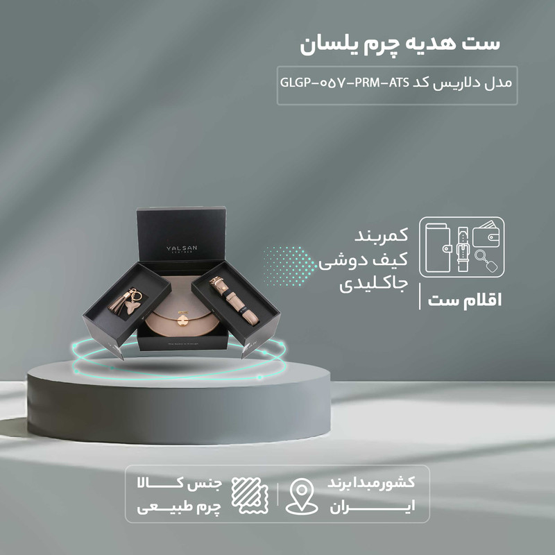 ست هدیه زنانه چرم یلسان مدل دلاریس کد PRM-ATS-057-GLGP