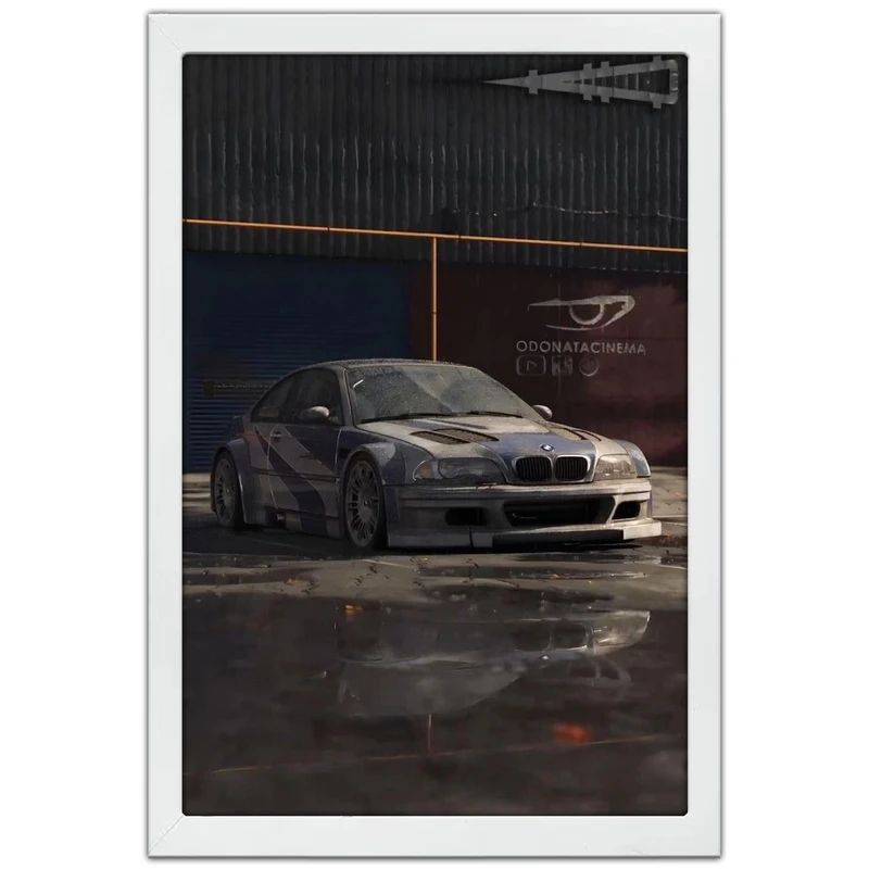 تابلو بکلیت طرح ماشین و خودرو بی ام و BMW M3 GTR NEED FOR SPEED MOST WANTED مدل W-po1948 فریم سفید