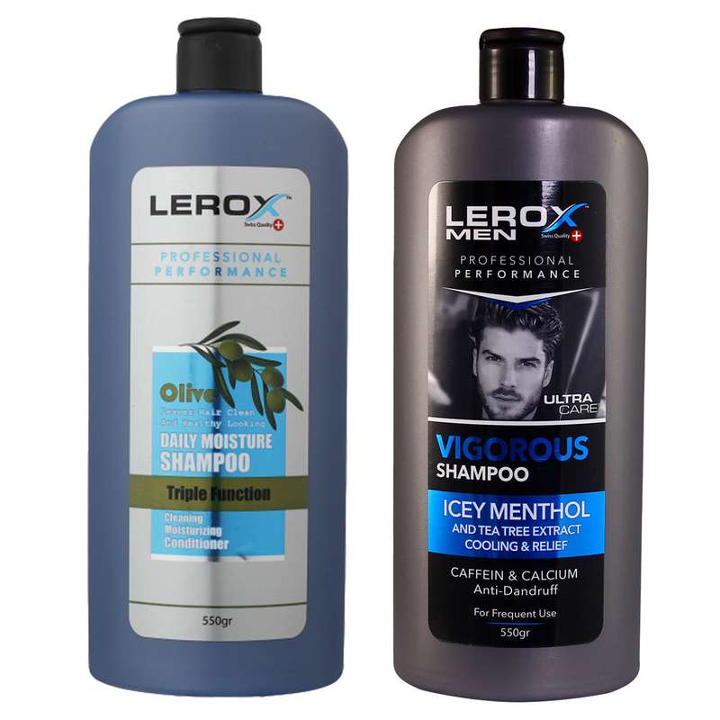 شامپو مو لروکس مدل زیتون ویگوروس وزن 550 گرم مجموعه 2 عددی
