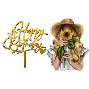 تاپر تزیین کیک مدل دختر آفتاب گردان کد t3 مجوعه 2 عددی