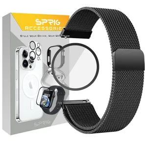Sprig Milanese-Pm strap suitable for Samsung Galaxy Watch 4 44mm / Watch 5 44mm / Watch 6 44mm with screen protector