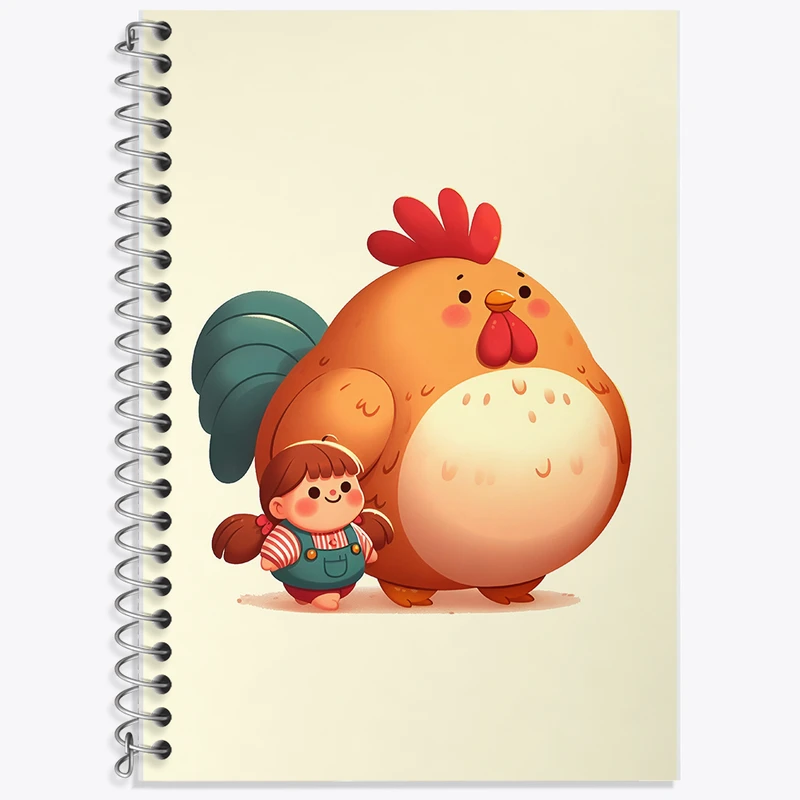 دفتر نت موسیقی 50 برگ خندالو طرح دختر و خروس کیوت کد F6134