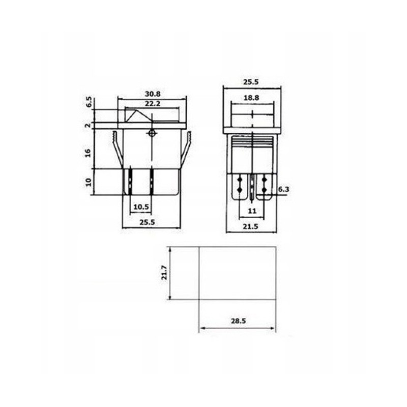 کلید راکر مدل 4 پایه کد KCD2 بسته دو عددی