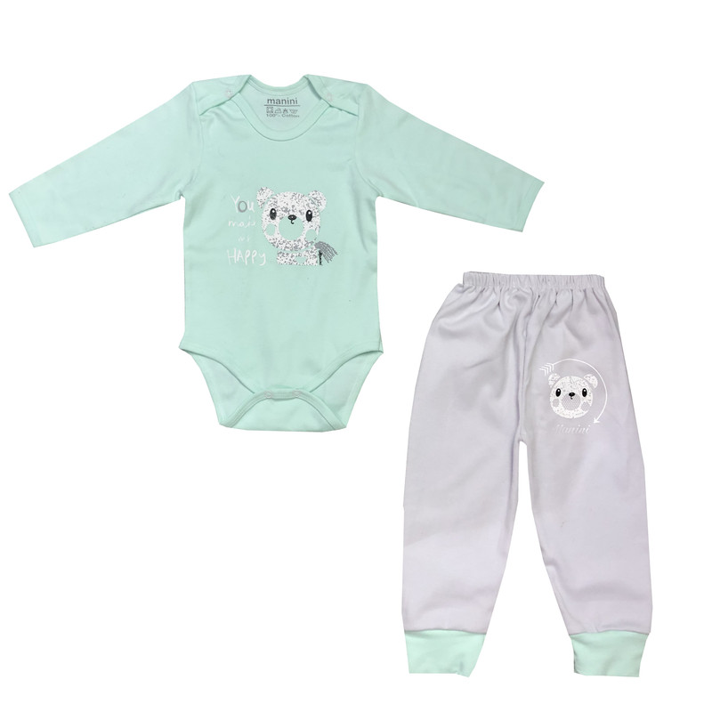 ست بادی و شلوار نوزادی مدل خرسی