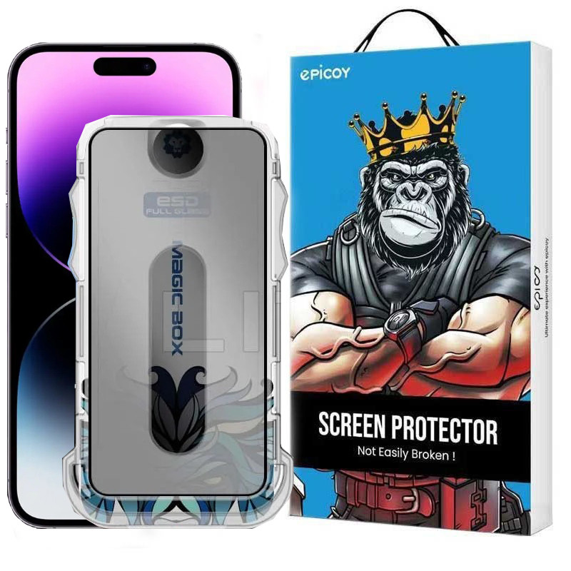 محافظ صفحه نمایش حریم شخصی اپیکوی مدل Lion Privacy Easy Install مناسب برای گوشی موبایل اپل iPhone 14 Pro Max/16 Plus/15 Plus به همراه کیت نصب