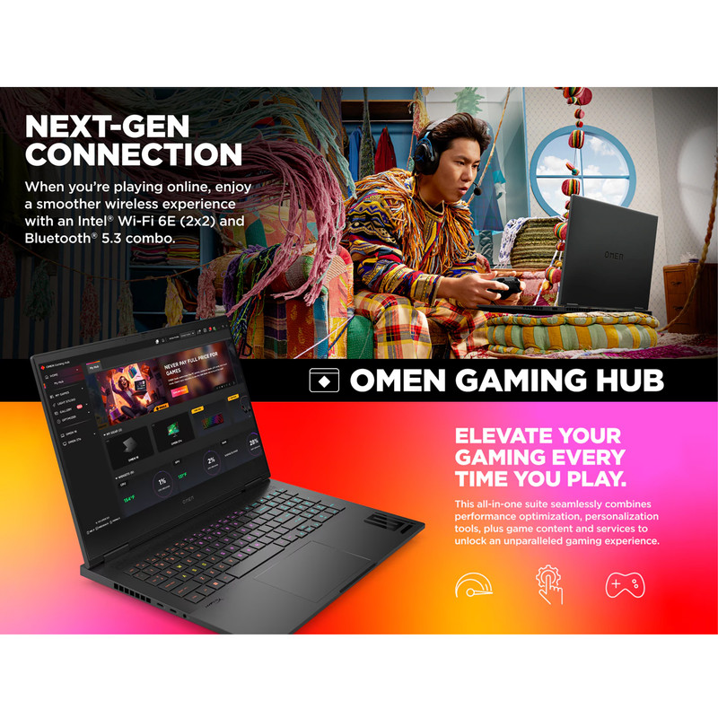 لپ تاپ 16.1 اینچی اچ‌ پی مدل Omen Gaming 16 16t-wf100-i7 14700HX-64GB DDR5-1SSD-RTX4070-FHD-W