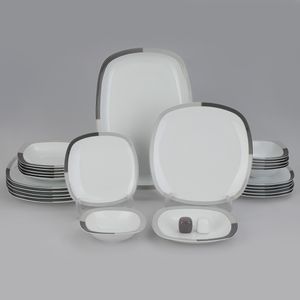 نقد و بررسی سرویس غذاخوری 27 پارچه چینی زرین ایران سری کواترو مدل وگاس اوریت درجه یک توسط خریداران