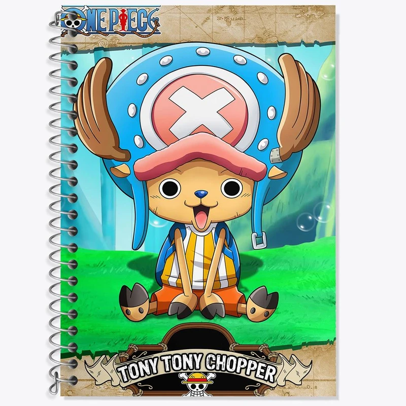 دفتر زبان 50 برگ خندالو مدل سه خط طرح تونی تونی چاپر انیمه وان پیس One Piece کد 17287