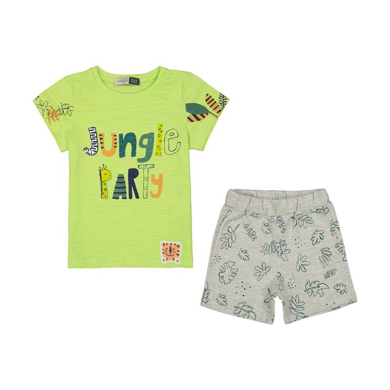 ست تی شرت و شلوارک نوزادی پسرانه ایندیگو مدل 2501897-43