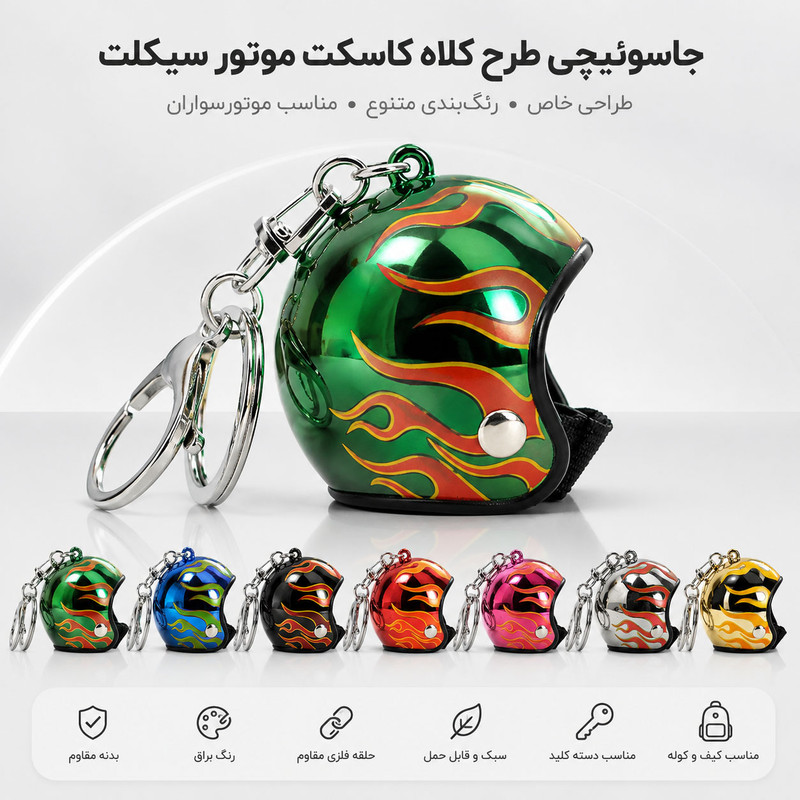 جاسوئیچی موتورسیکلت مدل Helmet Flame طرح کلاه کاسکت