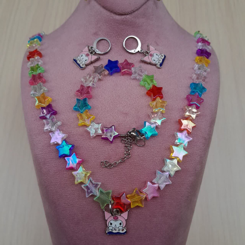 نیم ست دخترانه مدل مهره ای کرومی استار کد mah0361