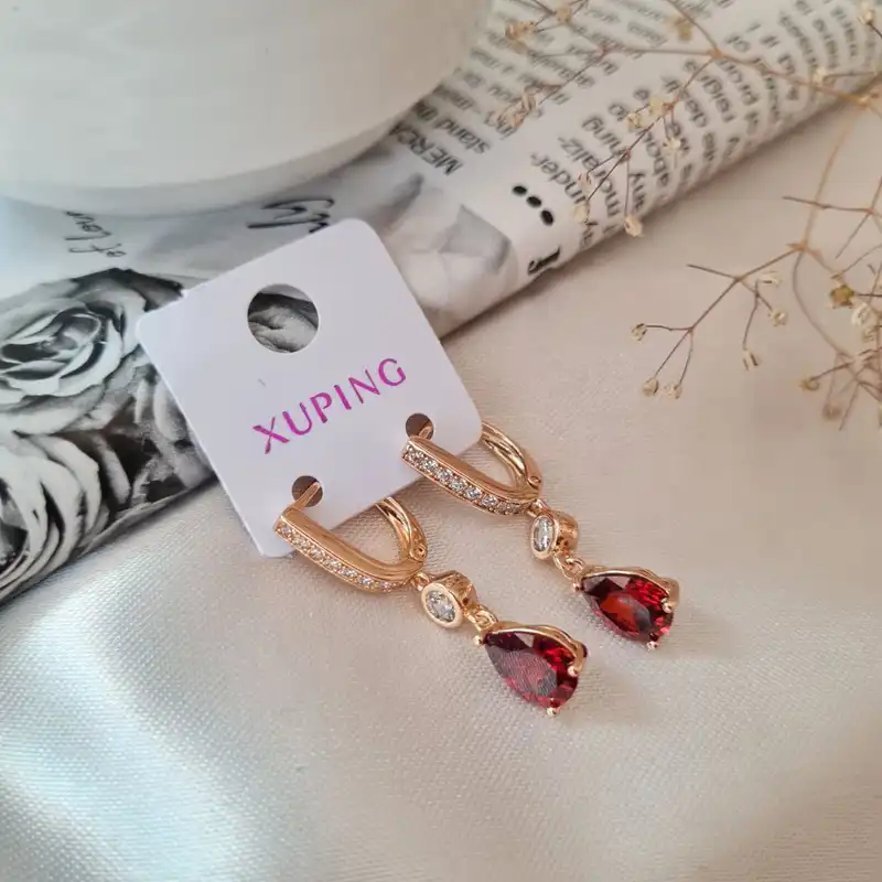 گوشواره زنانه ژوپینگ مدل نگینی رنگی