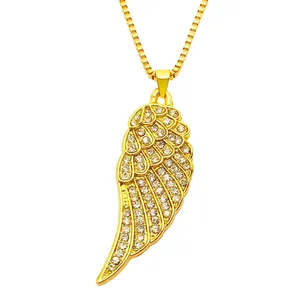 گردنبند مردانه طرح بال فرشته مدل فول نگین کد 738GAM
