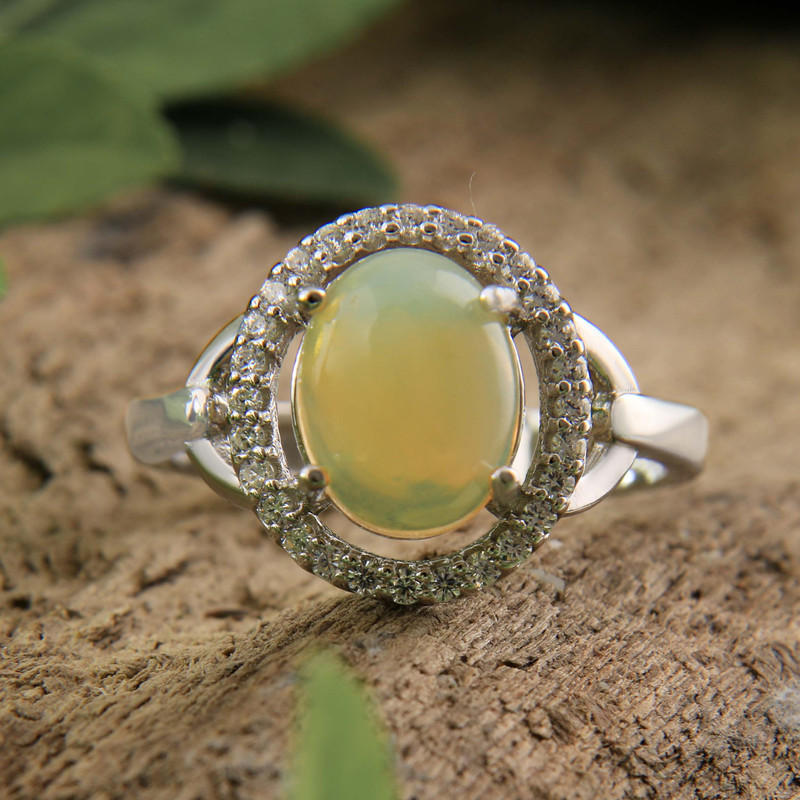 انگشتر نقره زنانه بازرگانی میلادی مدل اوپال نگین برلیان ابکاری رادیوم کد AWR_1373