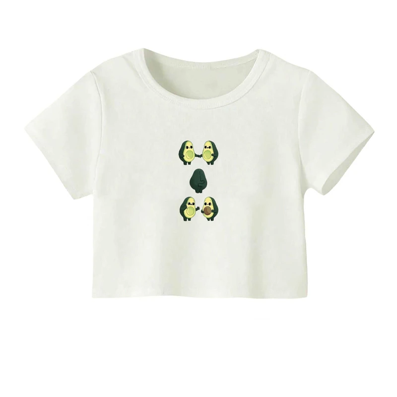 کراپ‌ تی‌شرت آستین کوتاه زنانه مدل آووکادو