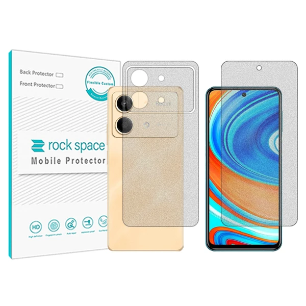 محافظ صفحه نمایش مات راک اسپیس مدل HyMTT مناسب برای گوشی موبایل شیائومی Redmi Note 13R  Pro به همراه محافظ پشت