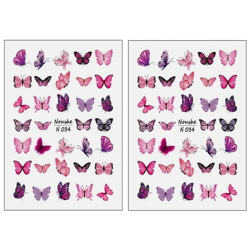 برچسب لنز ناخن مدل پروانه کد N034 مجموعه 2 عددی