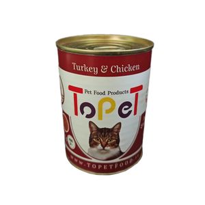 کنسرو غذای گربه توپت مدل Turkey_Chicken وزن 400 گرم