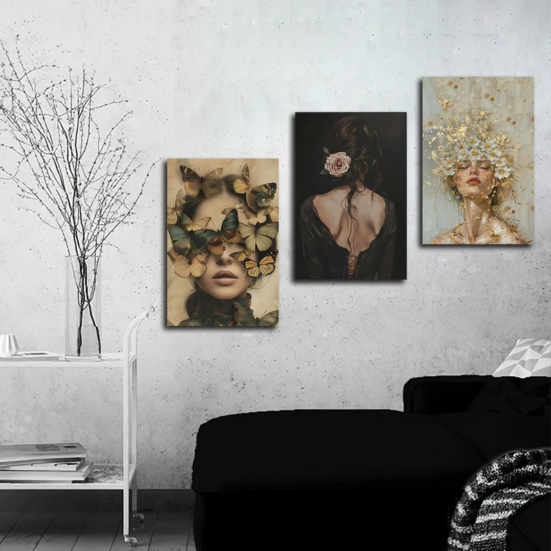 تابلو شاسی بکلیت طرح مدرن چهره و پروانه مدل SH-2643 مجموعه 3 عددی