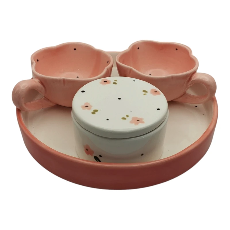 سرویس چای خوری 4 پارچه 2 نفره مدل گل کد 020