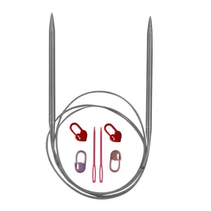 میل بافتنی مدل J.KH-05 به همراه سنجاق نشانه گذار بافتنی و سوزن دوخت کاموا مجموعه 7 عددی