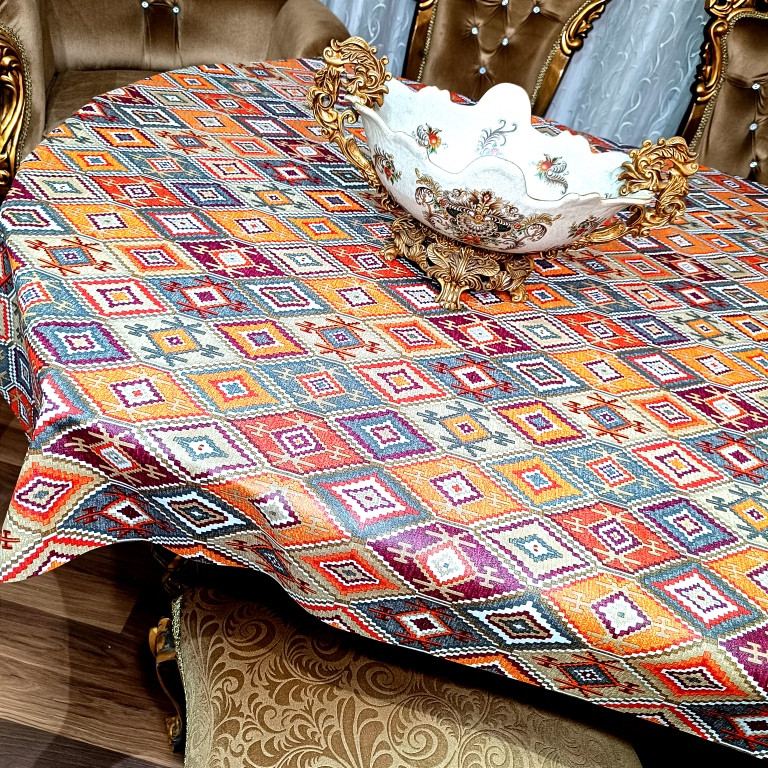 رومیزی طرح گلیم ترک مدل پارچه ای کد A140-T100cm