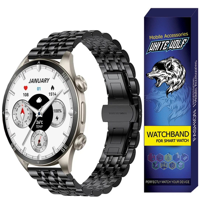 بند وایت ولف مدل WB-7Bead مناسب برای ساعت هوشمند گلوریمی GX SPORT 22mm