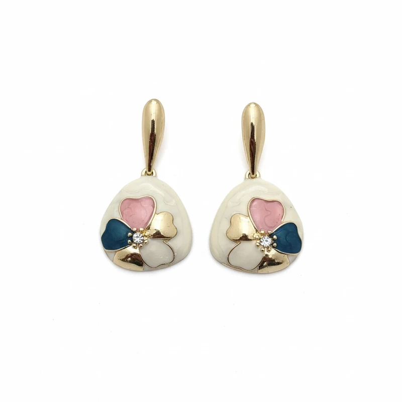 گوشواره میخی زنانه مدل میناکاری طرح گل