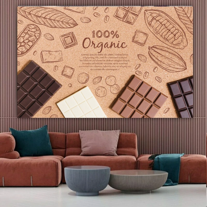 تابلو بوم طرح چرم مخمل مدل شکلات تخته ای کد BM109