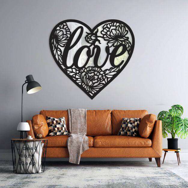 آینه پلکسی گلس طرح قلب و عشق 