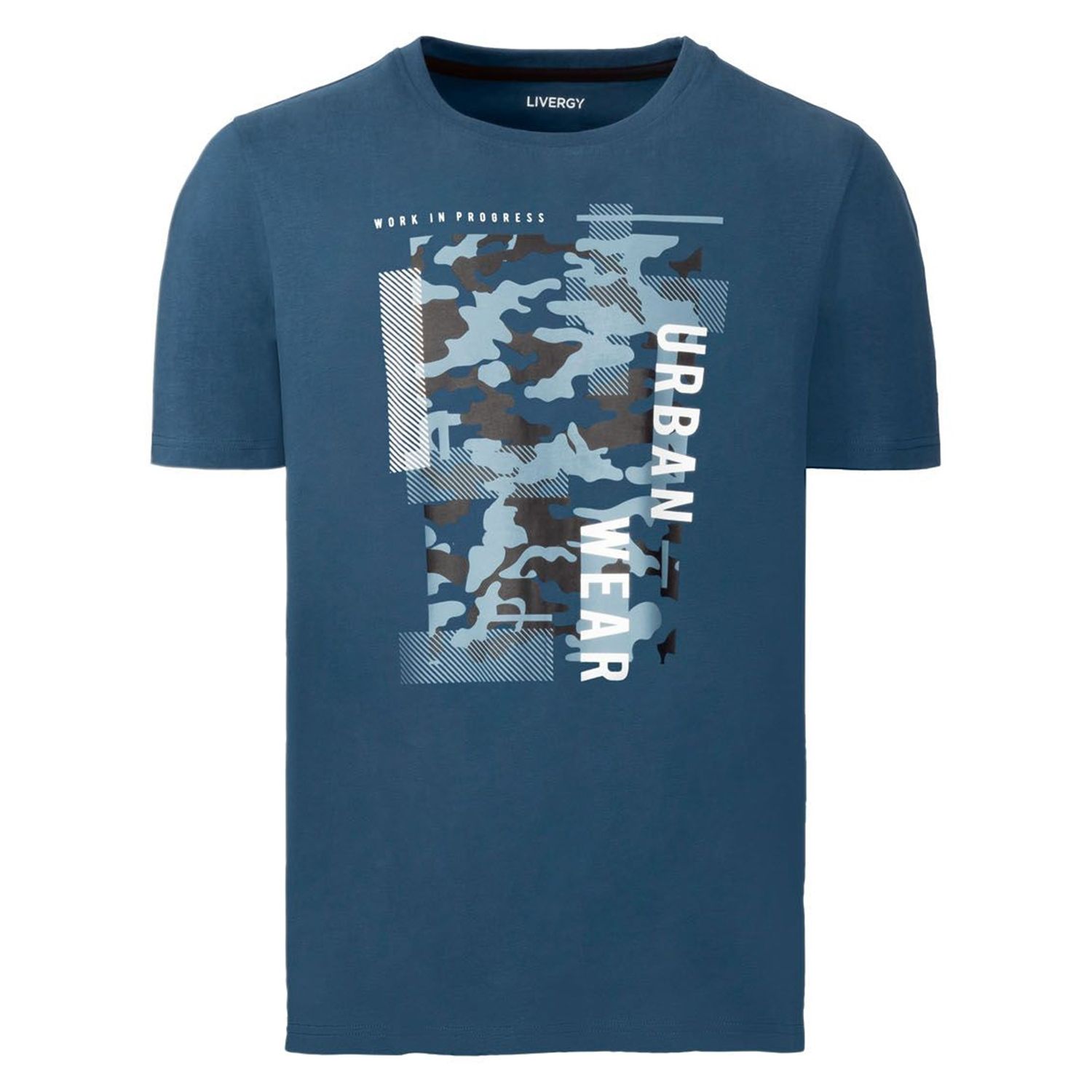 تی شرت آستین کوتاه مردانه لیورجی مدل UrbanWear رنگ آبی