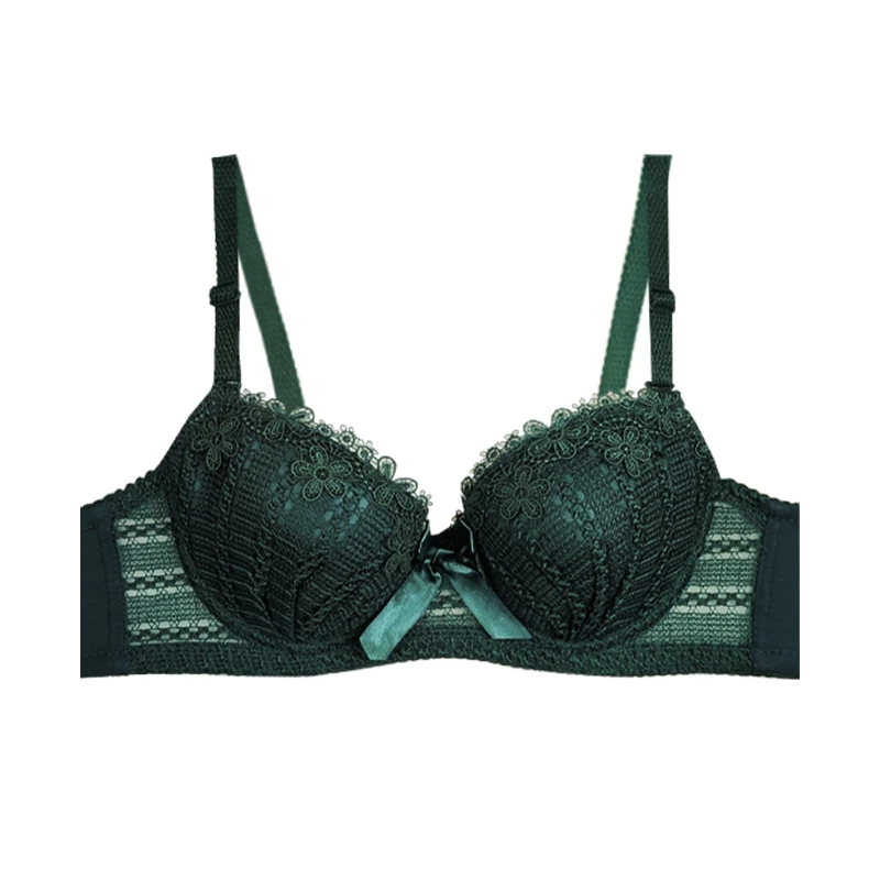 سوتین اسفنجی زنانه مدل شکوفه نیم جک طرح گیپور فنردار کاپ A کد 33647