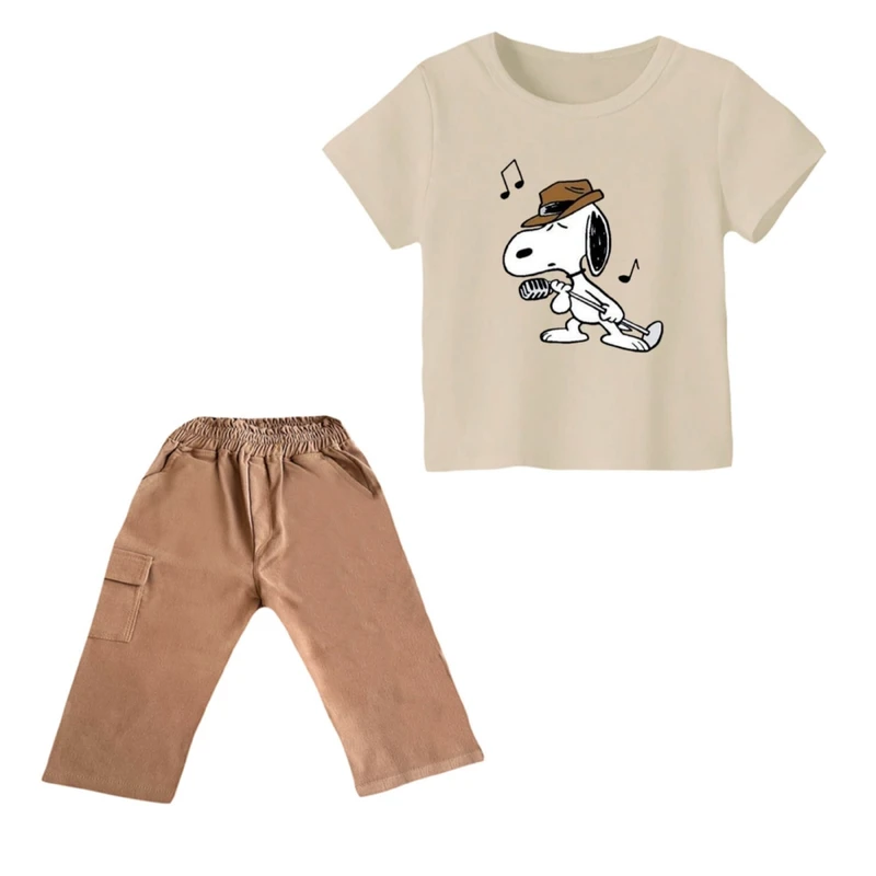 ست تی شرت و شلوارک پسرانه مدل اسنوپی کد ۳۱