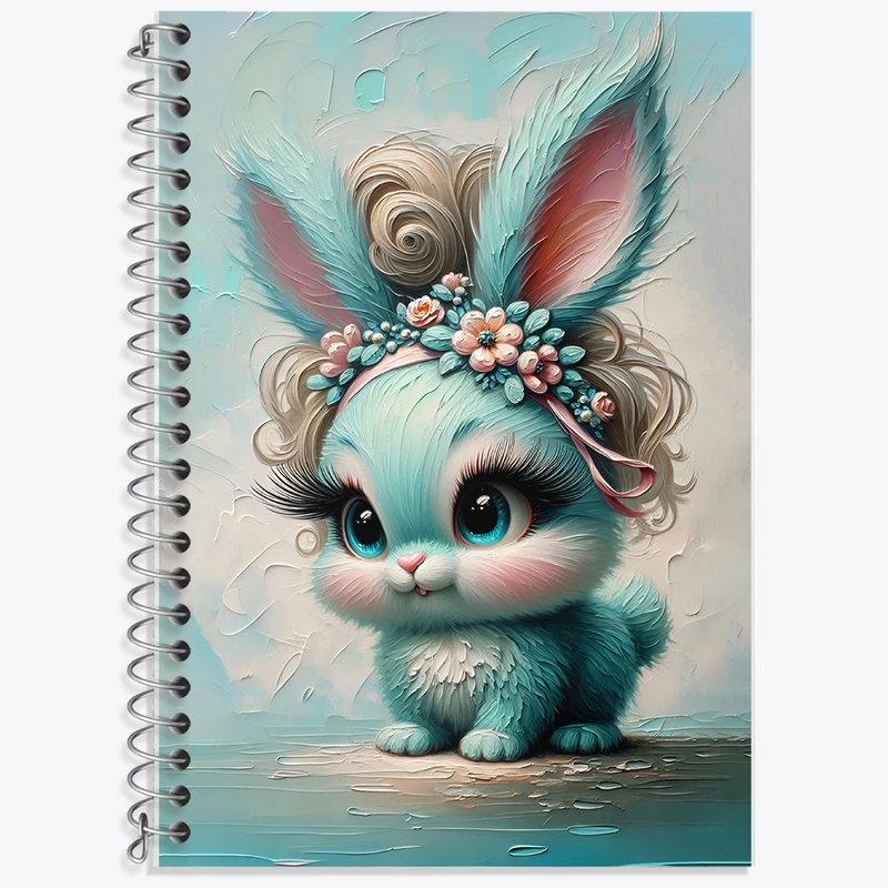 دفتر زبان 50 برگ خندالو مدل دو خط طرح خرگوش کیوت کد F5507