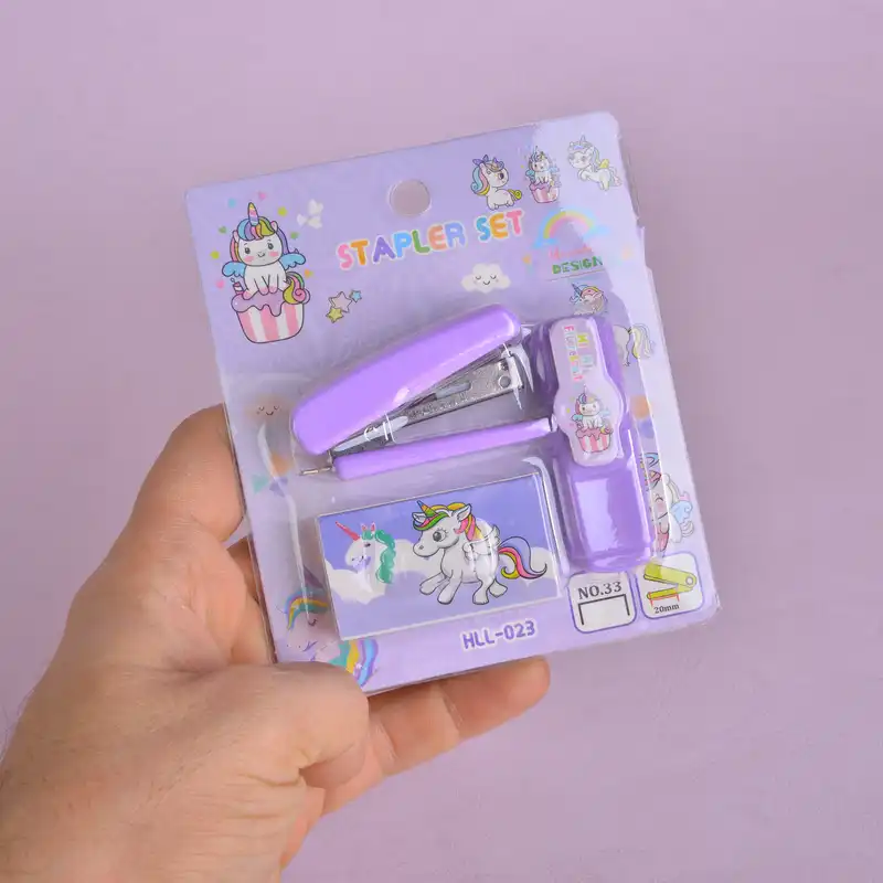 منگنه مدل یونیکورن به همراه هایلایتر و سوزن منگنه بسته 3 عددی