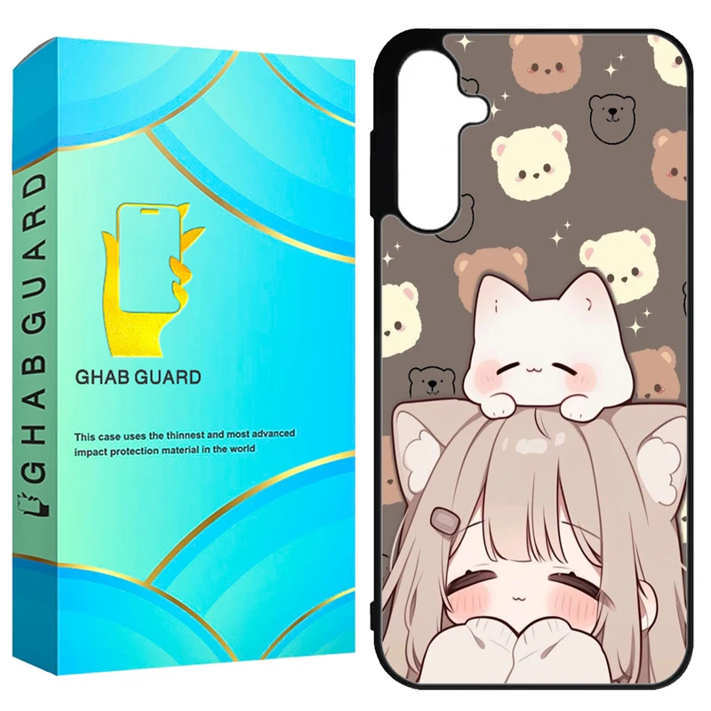 کاور قاب گارد طرح دختر و گربه مدل GCHPA55 مناسب برای گوشی موبایل سامسونگ Galaxy A55 5G