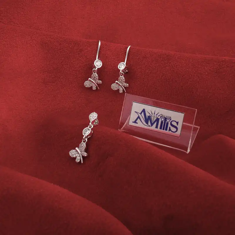 نیم ست نقره زنانه مدل پروانه AVN-N2217