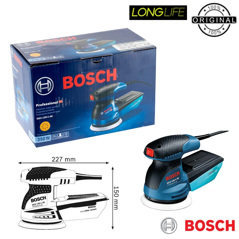 عکس شماره 10 : سنباده لرزان بوش مدل فوق حرفه ای دو کاره gex 125-1 ae