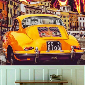 کاغذ دیواری طرح ماشین لوکس مدل قدیمی کد KF674