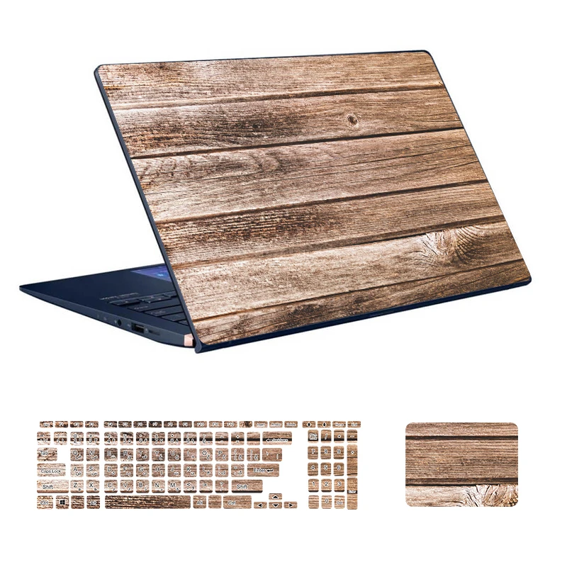  استیکر لپ تاپ توییجین و موییجین طرح WOOD کد 25 مناسب برای لپ تاپ 15.6 اینچ به همراه برچسب حروف فارسی کیبورد 