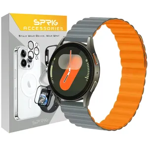 Sprig Silicone Magnetic Link GRY model strap suitable for Samsung Galaxy Watch 4/5/6/7/FE size 40/43/44/46/47mm