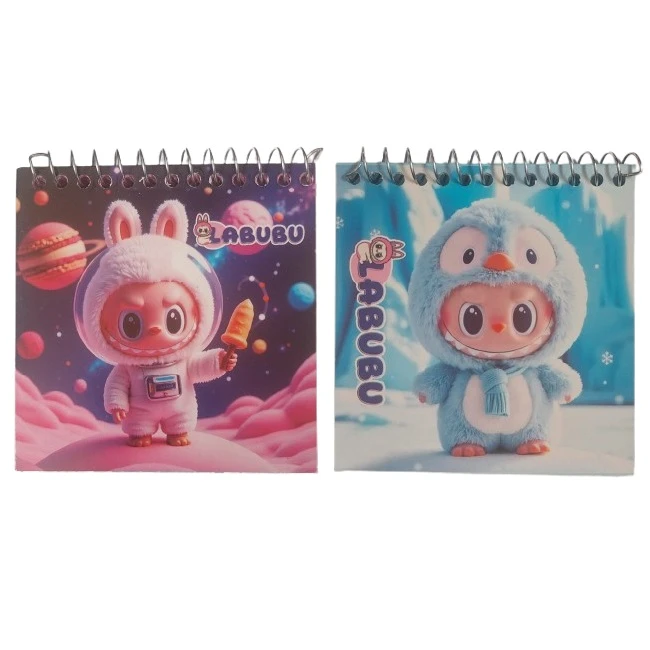 دفترچه یادداشت 50 برگ مدل لبوبو طرح حاشیه دار بسته 2 عددی