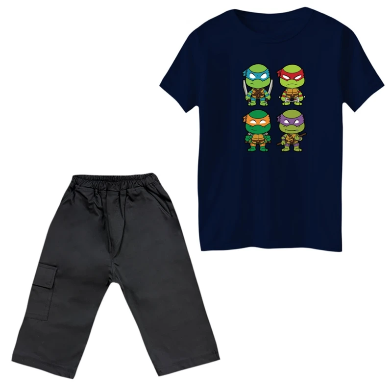 ست تی‌شرت و شلوارک پسرانه مدل لاکپشت های نینجا کد 5