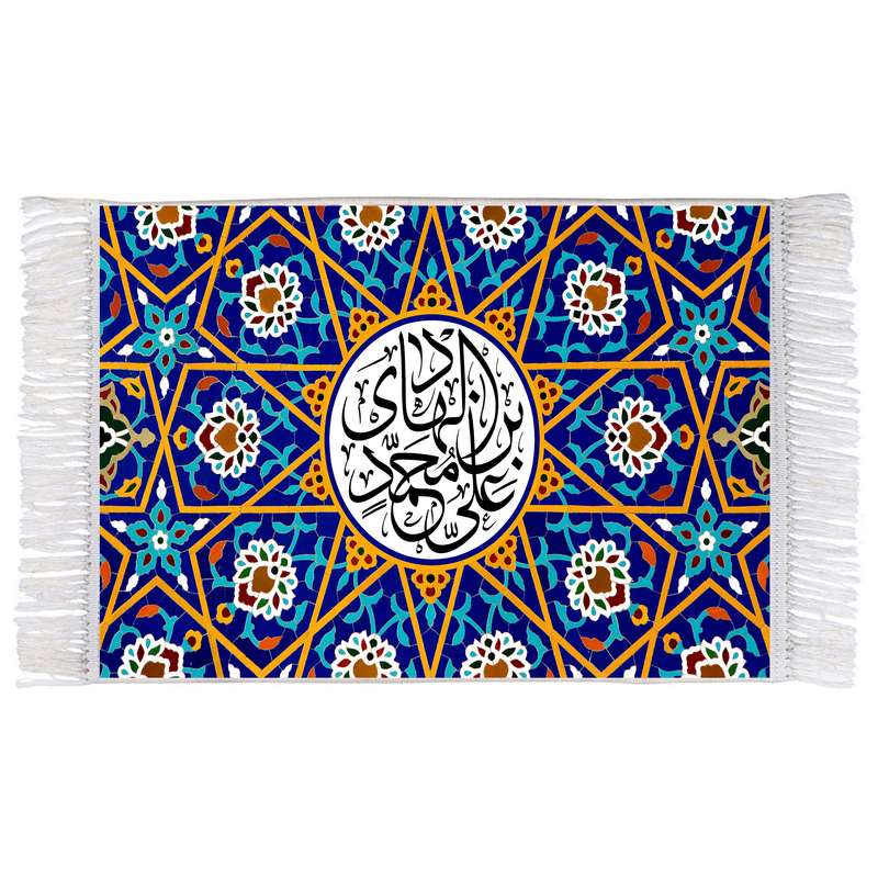 فرش ماشینی دیوارکوب اطلس آبی طرح علی بن محمد هادی مدل T3073 