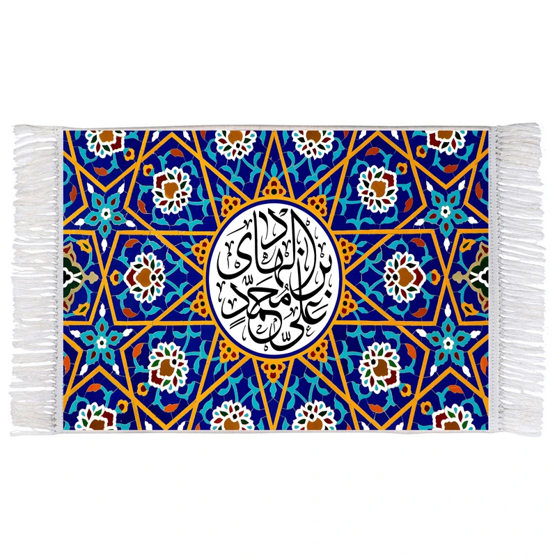 فرش ماشینی دیوارکوب اطلس آبی طرح علی بن محمد هادی مدل T3073